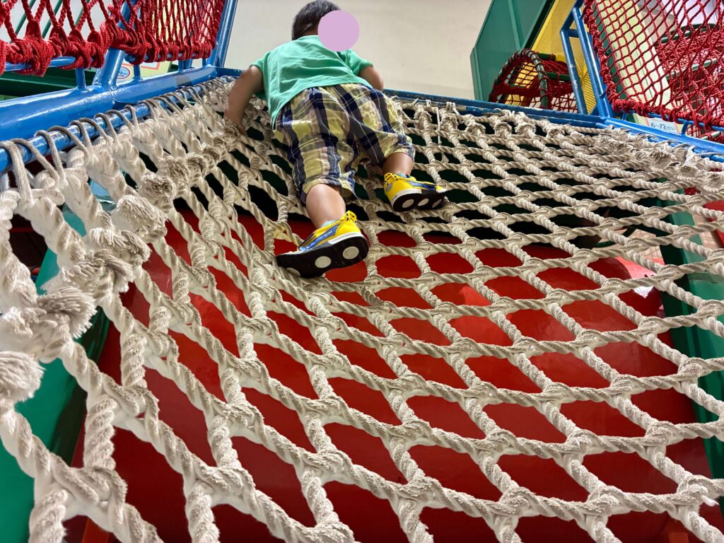 子どもがネット遊具で遊ぶ