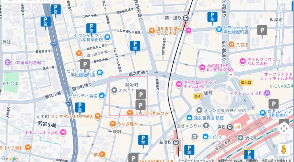浜松こども館との提携駐車場マップ