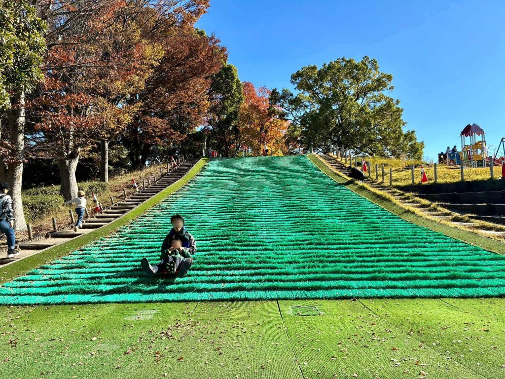 堀内公園の芝生滑り