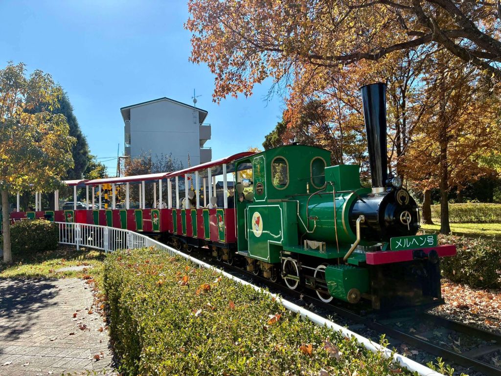 堀内公園内でパパと息子が乗る汽車